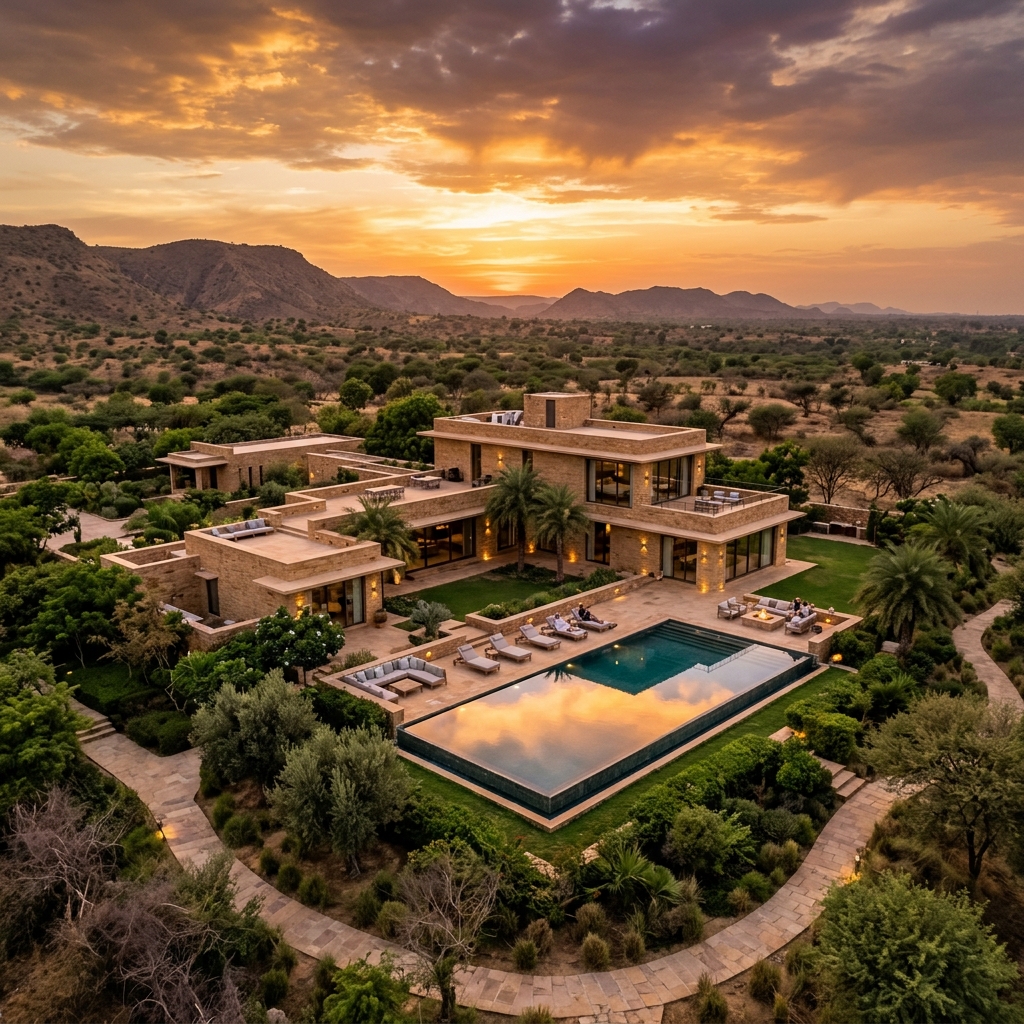 Velora villa at sunset